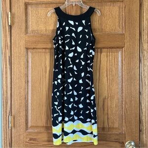 5/$15 CATO Stretchy Black & White with Yellow Accent Dress Small